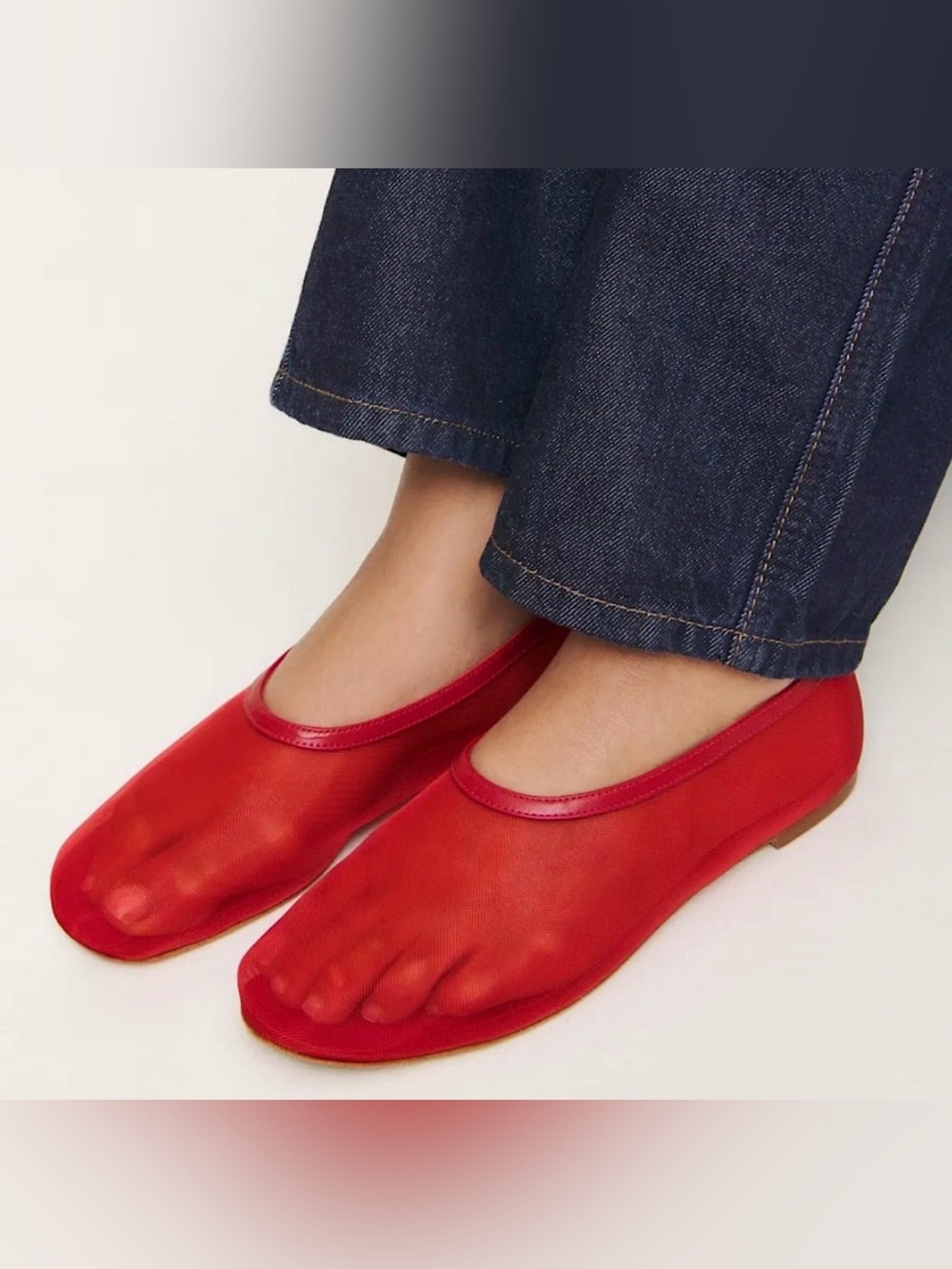 Reformation Red Sheer Ballet Flats